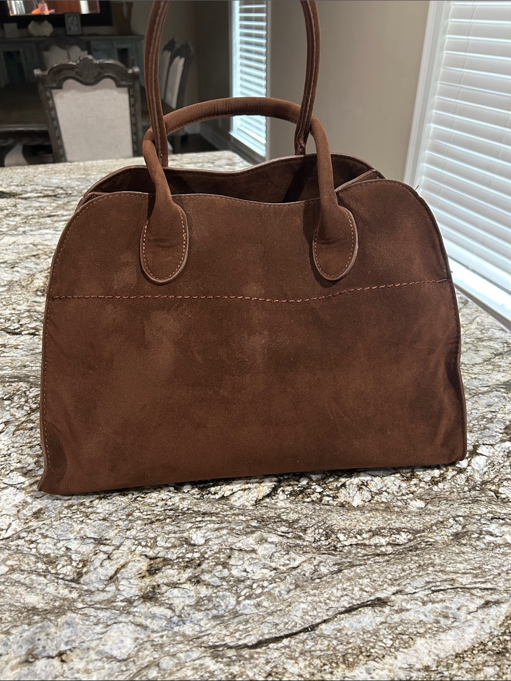 Brown Suede Top-Handle Satchel. Beautiful - Picture 3 of 4